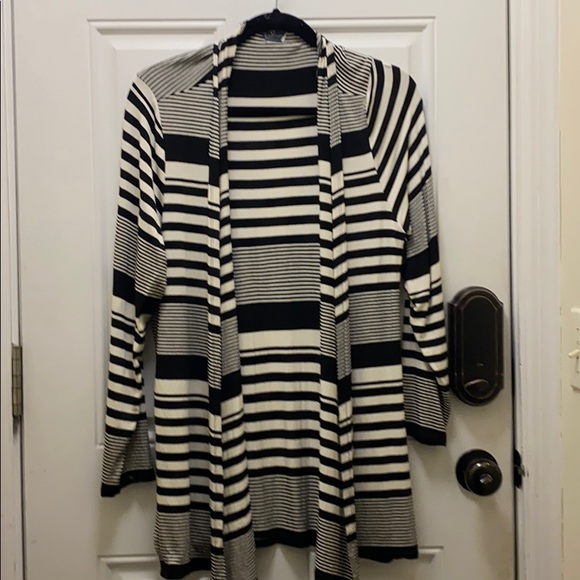 Strazzi Sweaters - Atrazine Ivory and Black Stripes Cardigan EUC XL